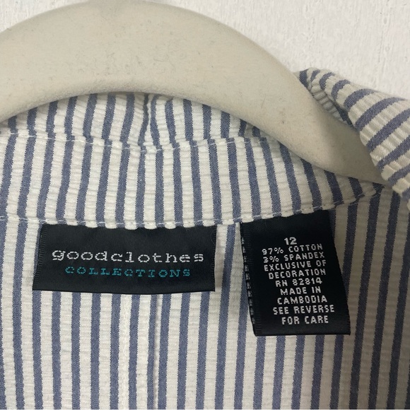 Goodclothes Vintage 80s 90s Pin Stripe Seersucker Blazer Preppy‎ Coastal Twee 12 - Picture 10 of 12